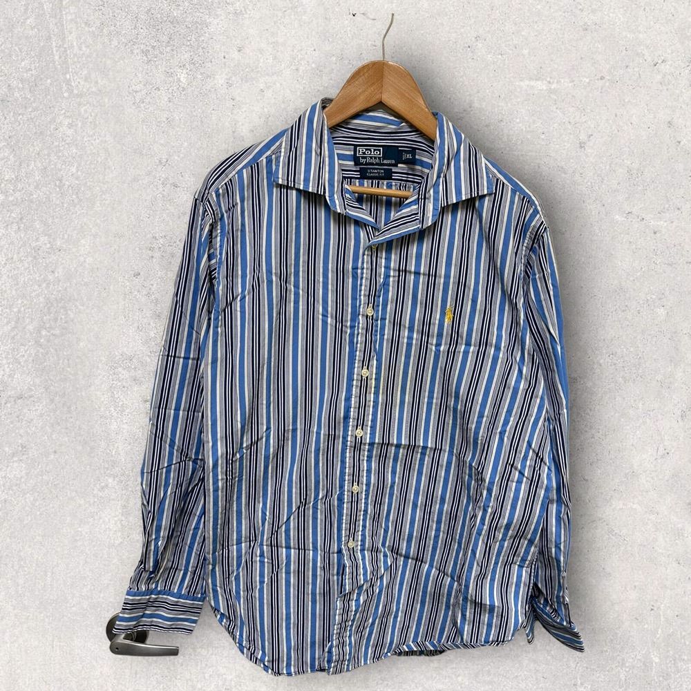 Ralph Lauren Stanton Classic Fit Men's Long Sleeve Button Down‎ Shirt Blue XL
